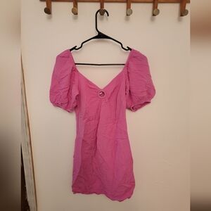 Vibrant Pink Mini Dress with Ring Detail